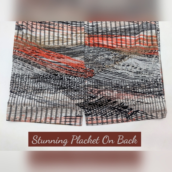 NWT Kasper Abstract Multi-Lined Print Pencil Skirt Sz L Back Zip - Picture 7 of 17